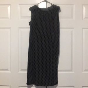 Grey dress with black velvet polka dots